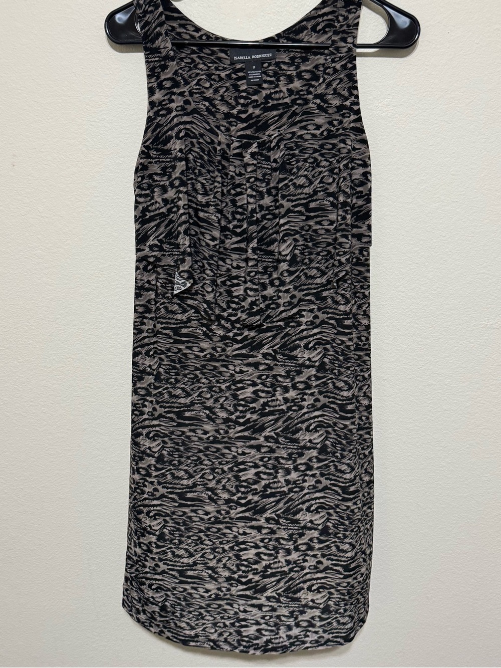 Isabella Rodriguez Black and Taupe Animal-Print Midi Dress